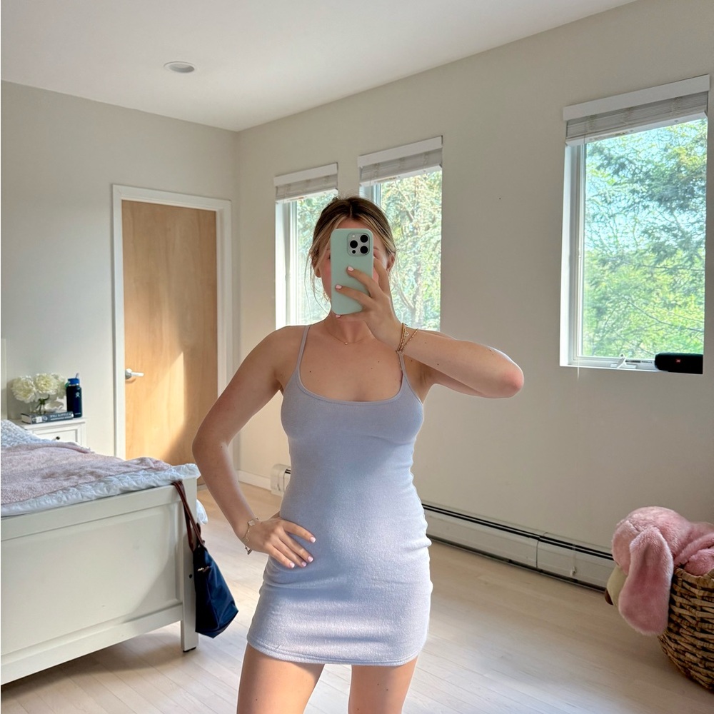 LA Hearts Blue Mini Terry Cloth Dress